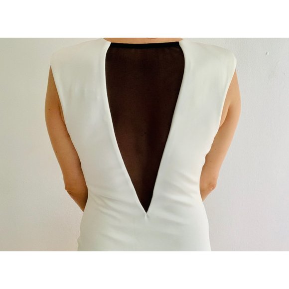 Black and White Bodycon Dress with Shoulder pads - Picture 7 of 9